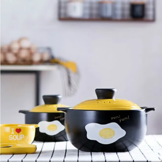 

1.5L High temperature resistance Ceramic Stewpan Slow cooker Soup pot Spodumene fit 1-2 people
