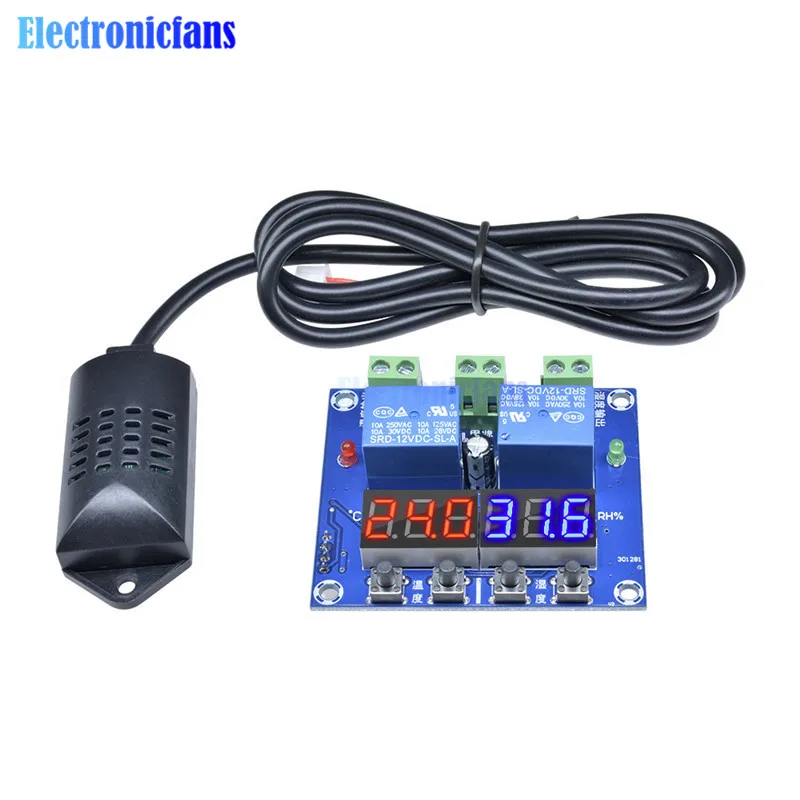 

XH-M452 DC 12V LED Digital Thermostat Temperature Humidity Control Thermometer Hygrometer Controller Relay Module AM2301 Probe