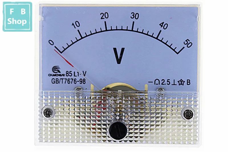 1 шт. 85L1-V 1 в 2 в 3 в 5 в 10 в 15 в 20 в 25 в 30 в 50 В AC Аналоговый вольтметр Панель измеритель напряжения 64*56 мм - Цвет: 50V
