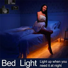 2 m 5 m 1 m 60LED PIR Motion Sensor LED luz de Tira Impermeável Tira CONDUZIDA Branco Quente com Desligamento Automático off Timer De Alta Qualidade Cama de Luz(China)