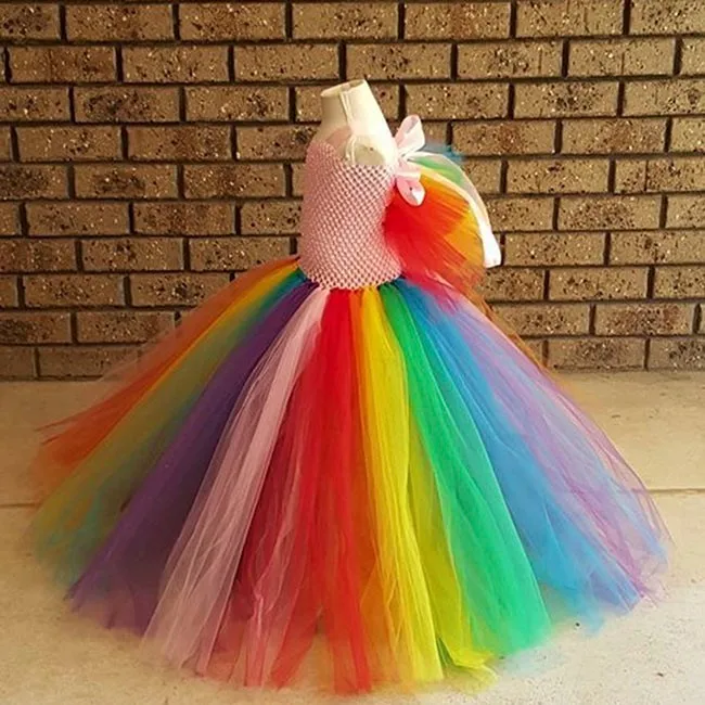 Пышное пасхальное платье для девочек; яркое платье-пачка с крыльями из тюля для девочек; костюм на Пасху и День рождения; вечерние платья для девочек; PT235