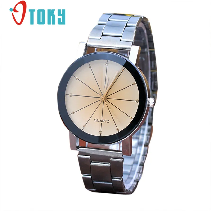Часы для влюбленных, мужские, женские, OTOKY, модные, стразы, нержавеющая сталь, под платье, наручные часы, Прямая поставка 0424