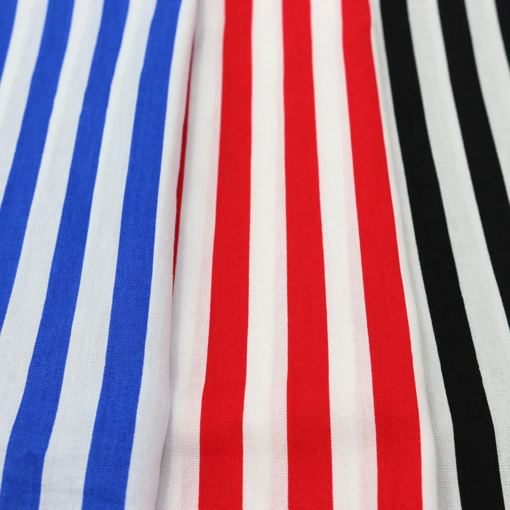

Meter Cotton Printed Red Black Stripe Fabric Summer Garment Materials Shirt Dress Textile Sewing Tissu Cloth