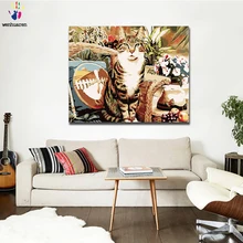 DIY цифровая картина маслом Сельский Кот состоит из комбинации цифр и наборов инструментов с размером 40x50 в рамке