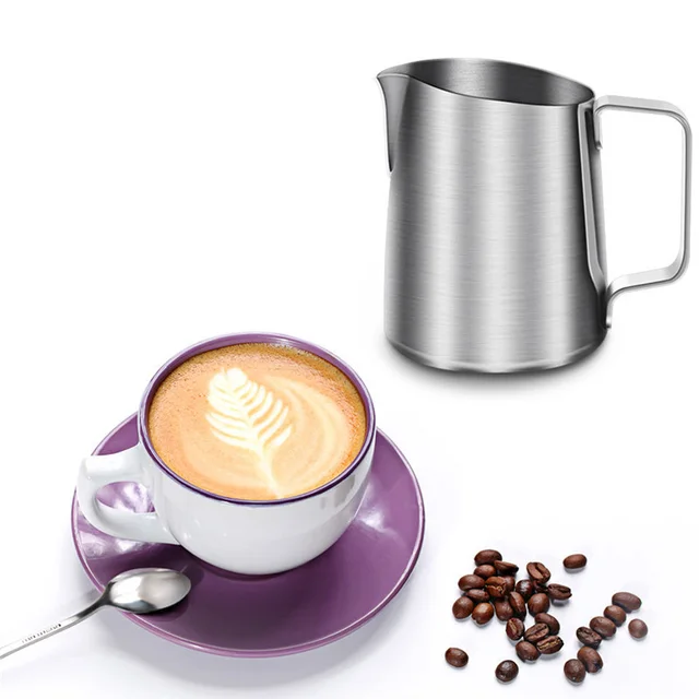 New Stainless Steel Coffee Frothing Pitcher Garland Cup Drinkware New Stainless Steel Coffee Frothing Pitcher Garland Cup Drinkware For Tea Mocha Cuccino Milk Cafe Chocolate