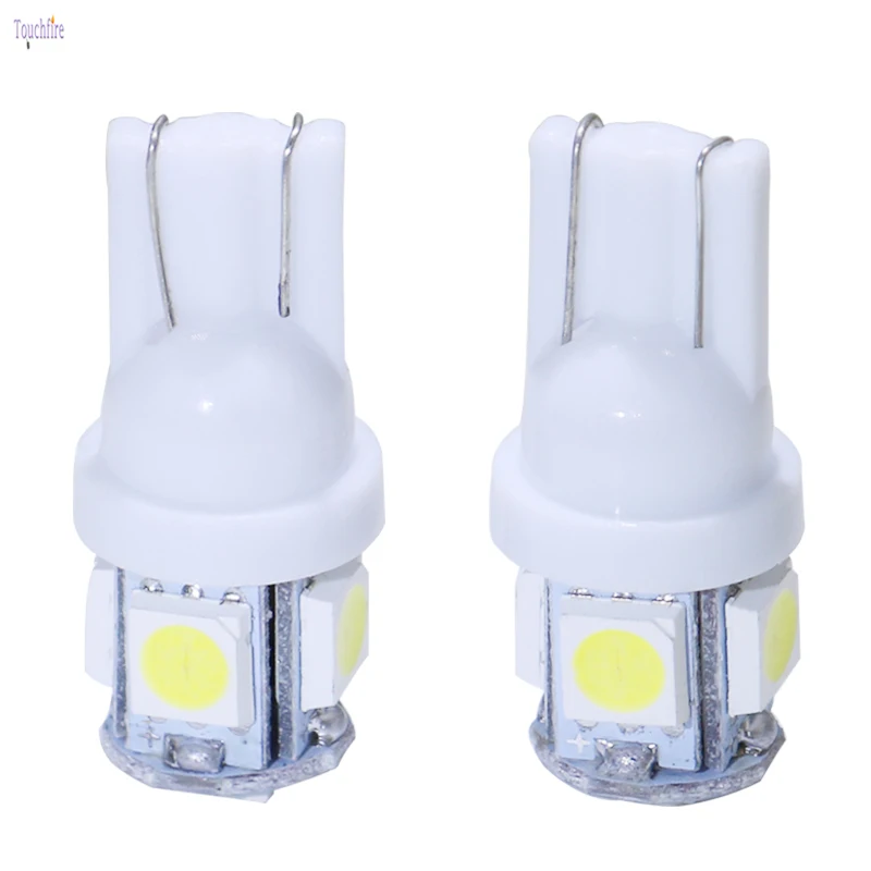 

100PCS 5LED Car Bulb T10 194 W5W 5050 SMD Parking Dome Signal Side lamp trunk White Blue Yellow Light 12V wholesale Dropshiping