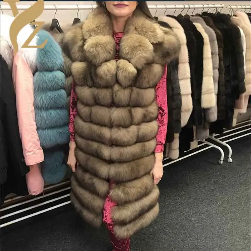 Sable Light Survêtement Gilet Fourrure Renard 2018 100 dark Col Luxe Mode Pour Of Détachable Cm Color Femmes Color Couleur Épaisse De Chaud Grand Nouveau nqSITH