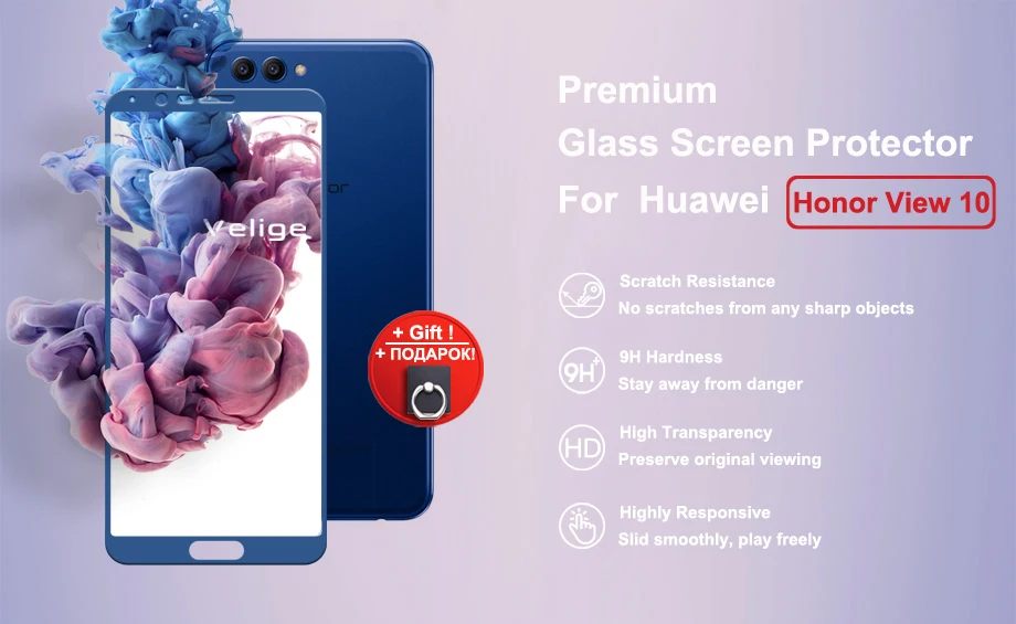 Velige Real 2.5D Full Cover Tempered Glass for Huawei Honor View 10 Honor V10 V 10 Screen Protector HD Clarity Glass Film (5)