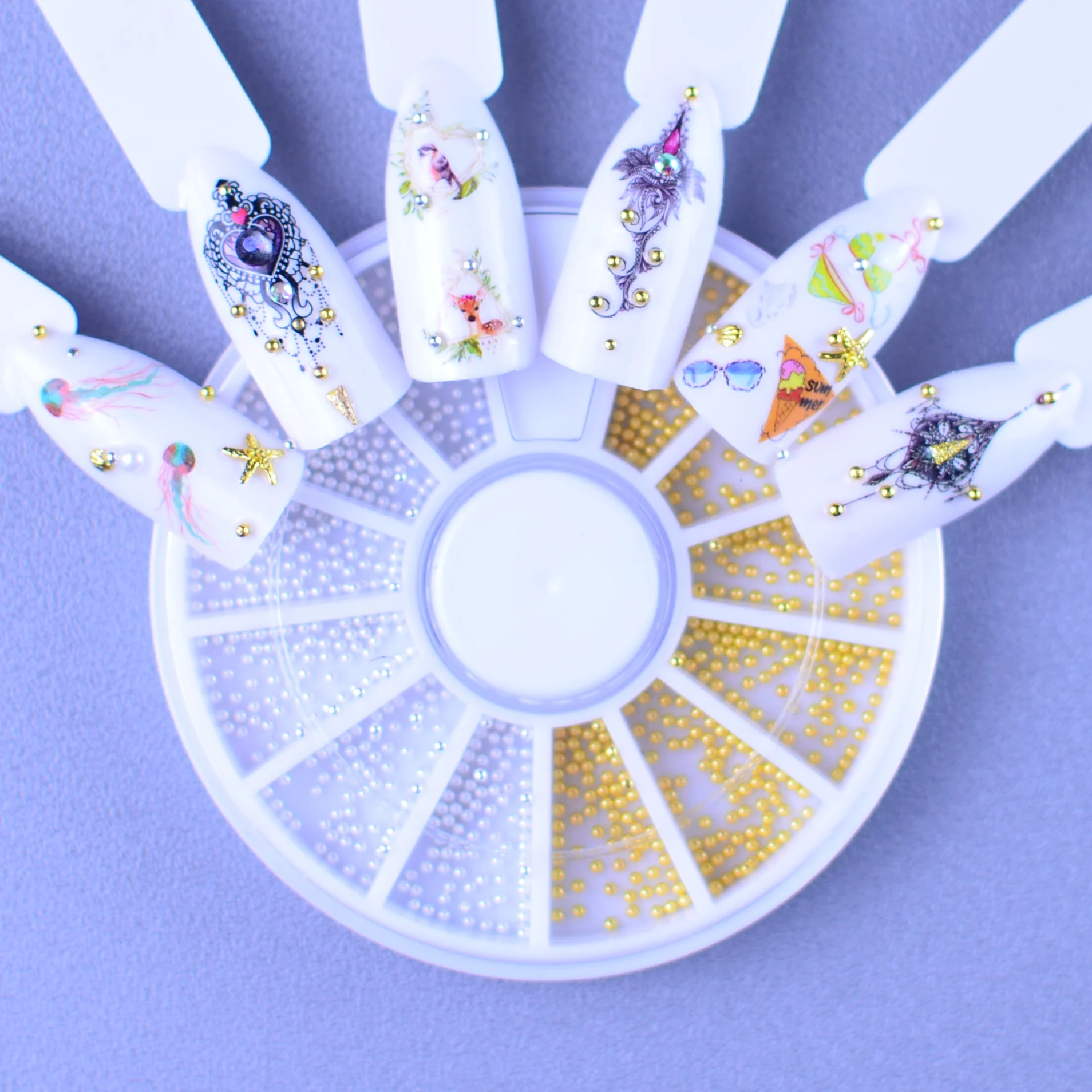 

1 Wheel 3d Metal Micro Beads Stainless Steel Nails Art Caviar Beads for Nail Gold Silver Nail Beads Decorations Studs