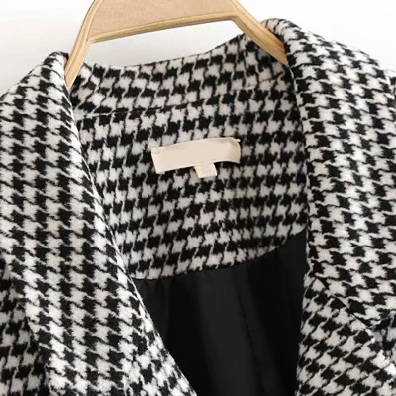 Côté Breasted 2018 Survêtement Ultérieure Double Longues Manteaux Nouvelle Rouleau Date Long Manches Pardessus Casual Femelle Mode Plaid De Lâche nIPqqx06