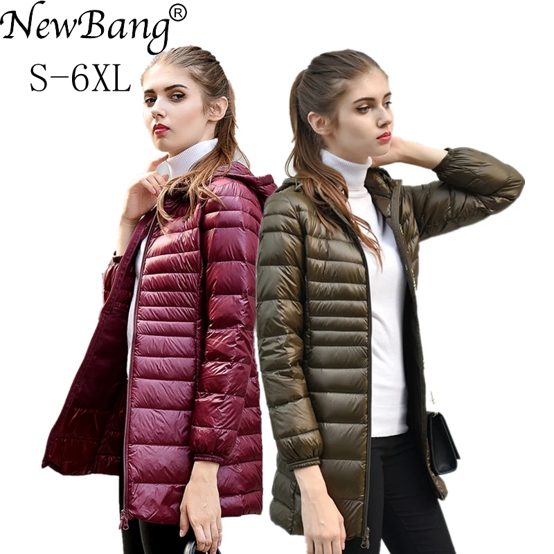 Goede NewBang Merk 6XL 7XL vrouwen Jas Grote Omvang Lange Ultra Licht Donsjack Vrouwen Winter Warm Winddicht Lieghtweight Down jas