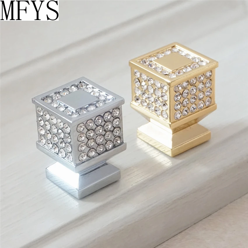 Crystal Drawer Knobs Glass Silver Gold Clear Dresser Pulls Knob