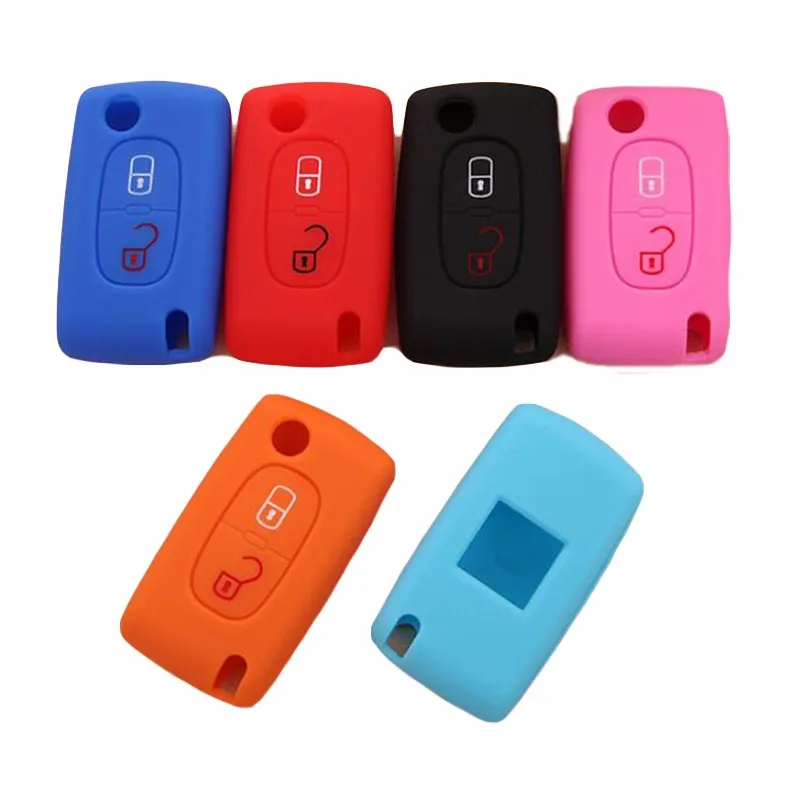 Custodia con chiave in silicone per Citroen C3 C4 C4L C5 C6 per Peugeot 308 207