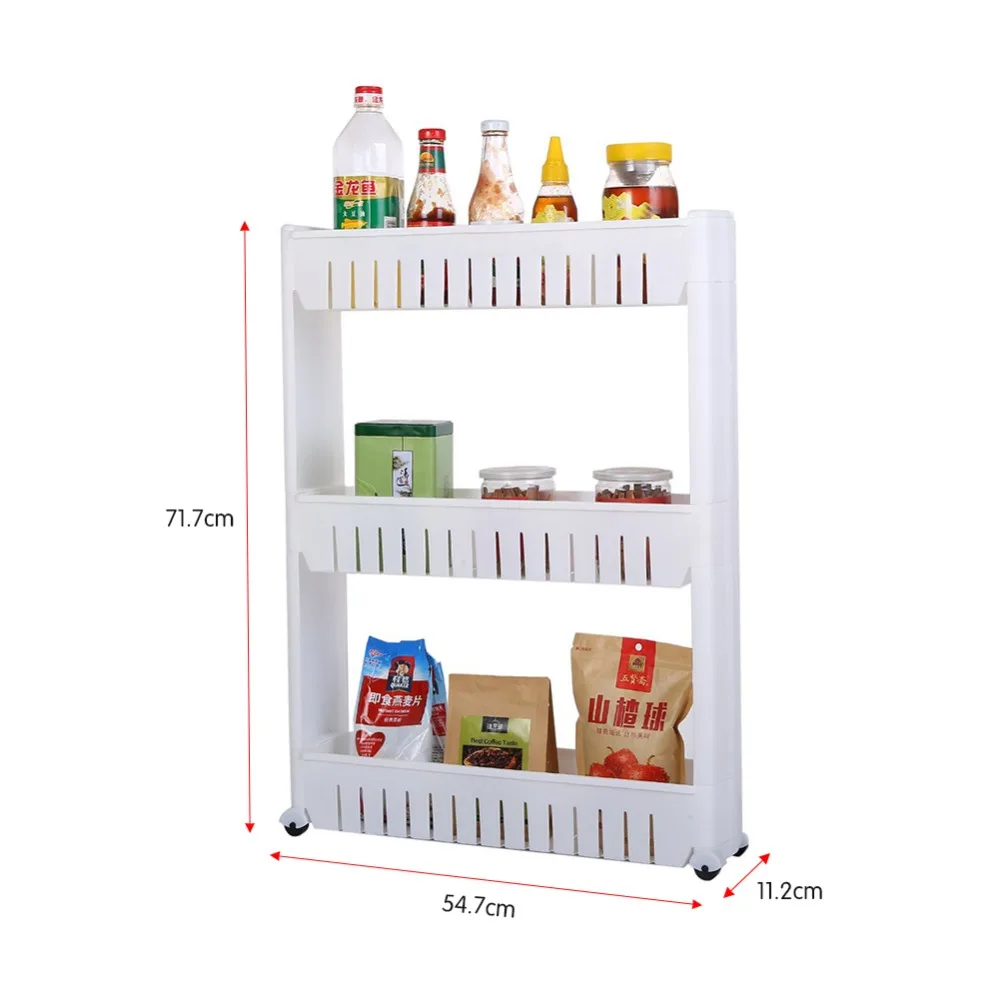 Кухня стеллаж для хранения компактный органайзер 3 уровня Gap полки тонкий слайд башня Движимое собрать Пластиковая полка для ванной