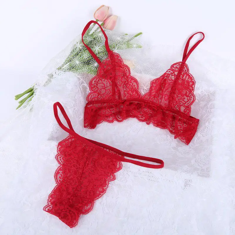 2019 Fashion New Plus Size Women Sexy Bra Set Intimates Embroidery 3/4 Cup Lingerie Thin Temptation And Panty Sets Black Lace