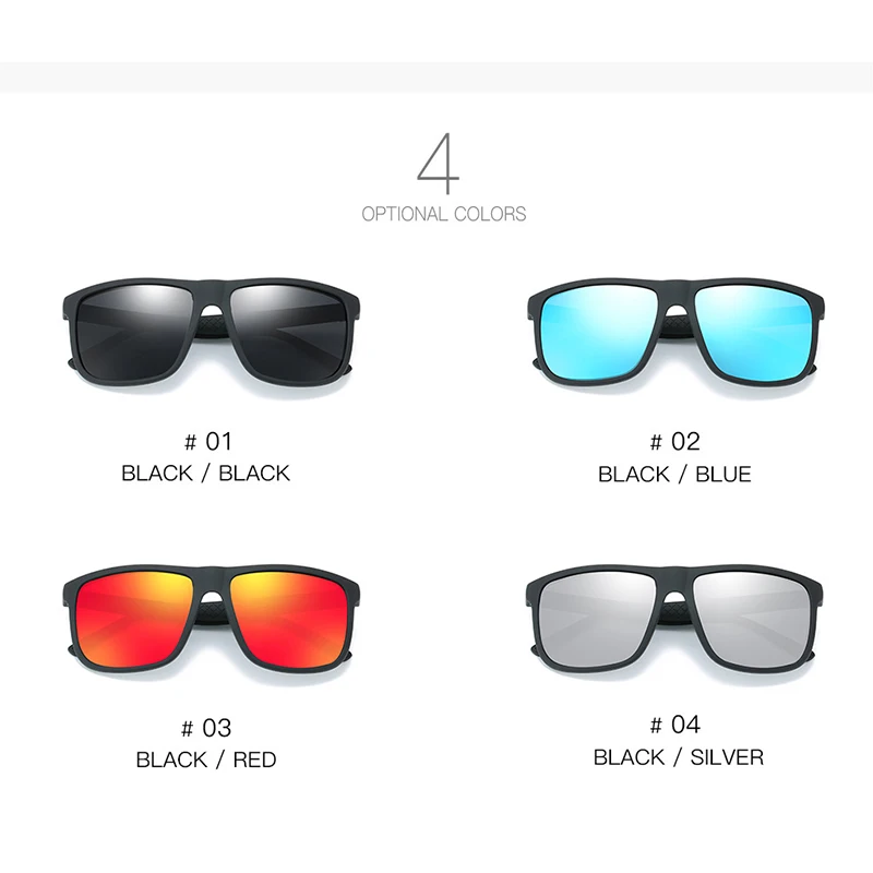 KEITHION Square Polarized Sunglasses Mens Fashion UV400 Mirrored Sun Glasses Vintage Driving Fishing Outdoor Eyewear