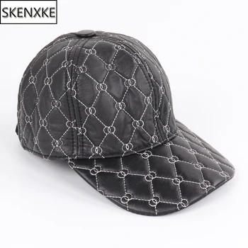 

2019 New Unisex Real Genuine Leather Baseball Cap Brand Real Leather Hat Hot Sale Autumn Winter 100% Real Sleepskin Leather Cap