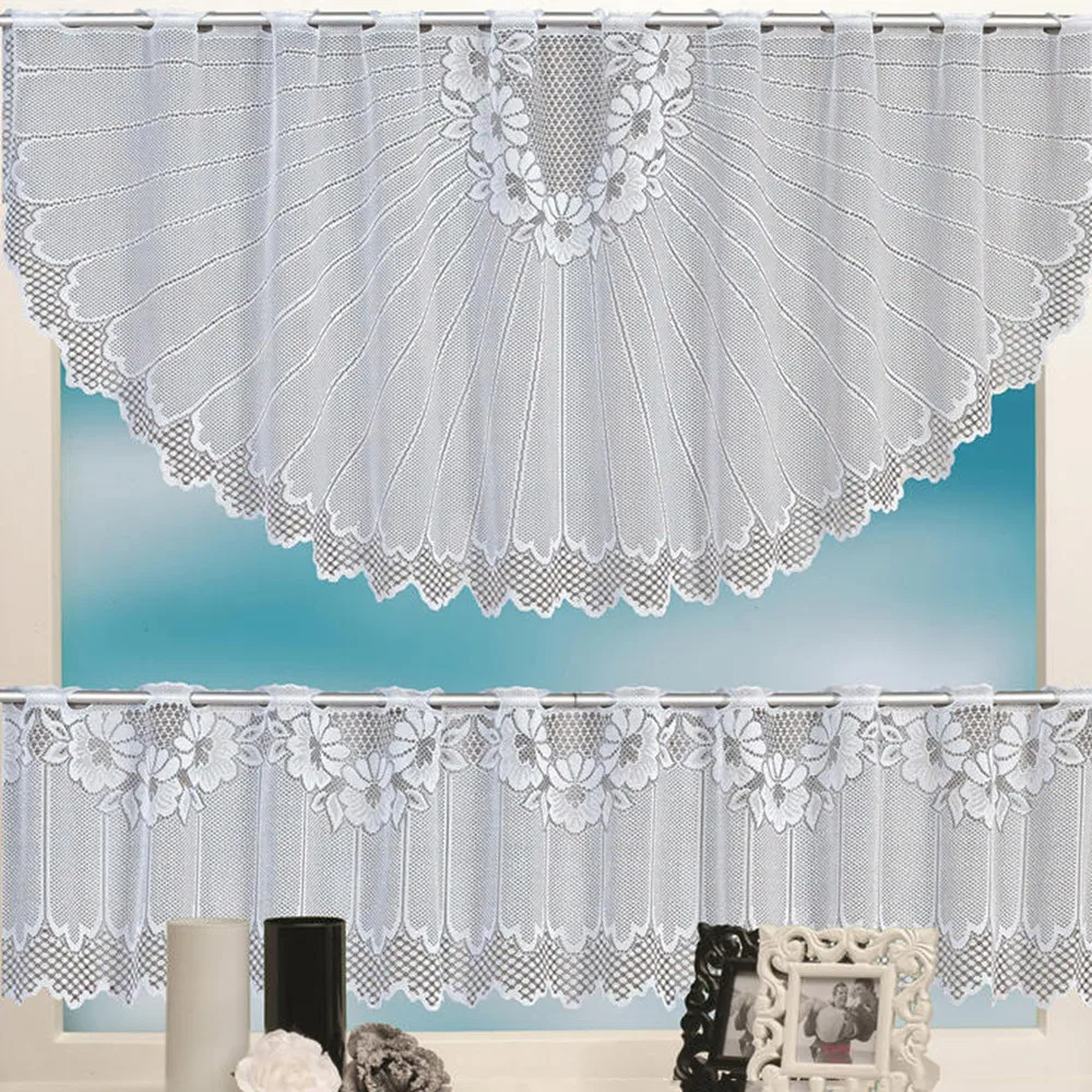 

2018 New Arrival 2PCS Lace Coffee Cafe Window Tier Curtain Set Kitchen Dining Room Lot Home Decoration Home Decoration Hot Sell
