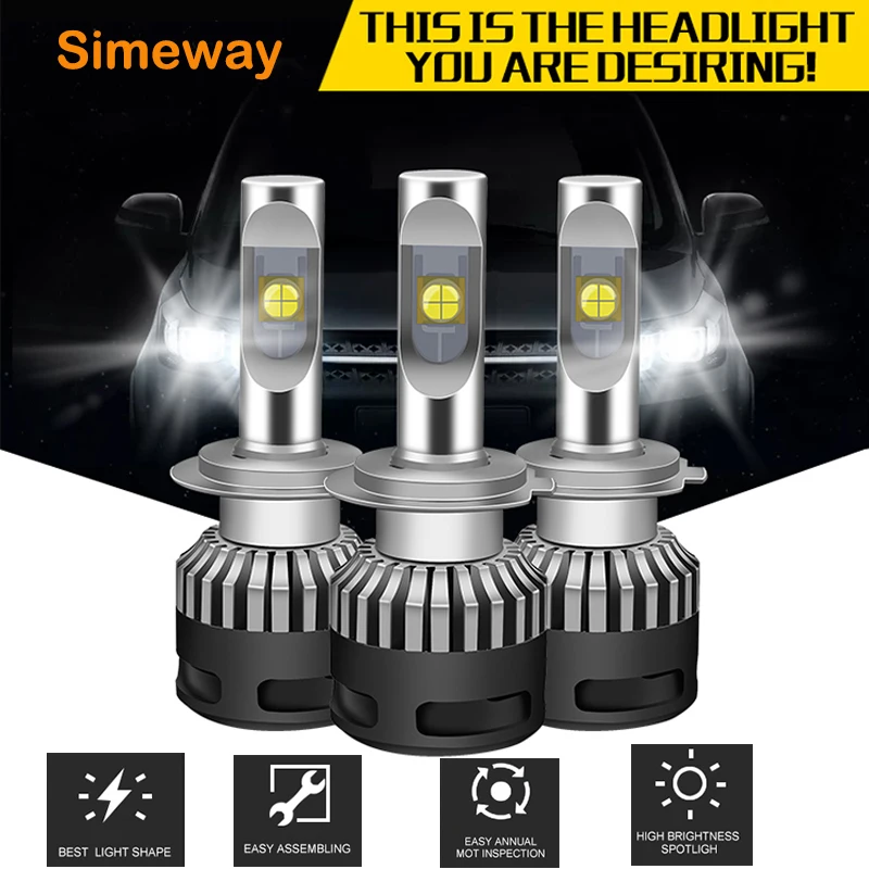 Simeway 2x автомобильная светодиодная лампа H4 12000lm лампы для передних фар H1 9005 9006 H11 9012