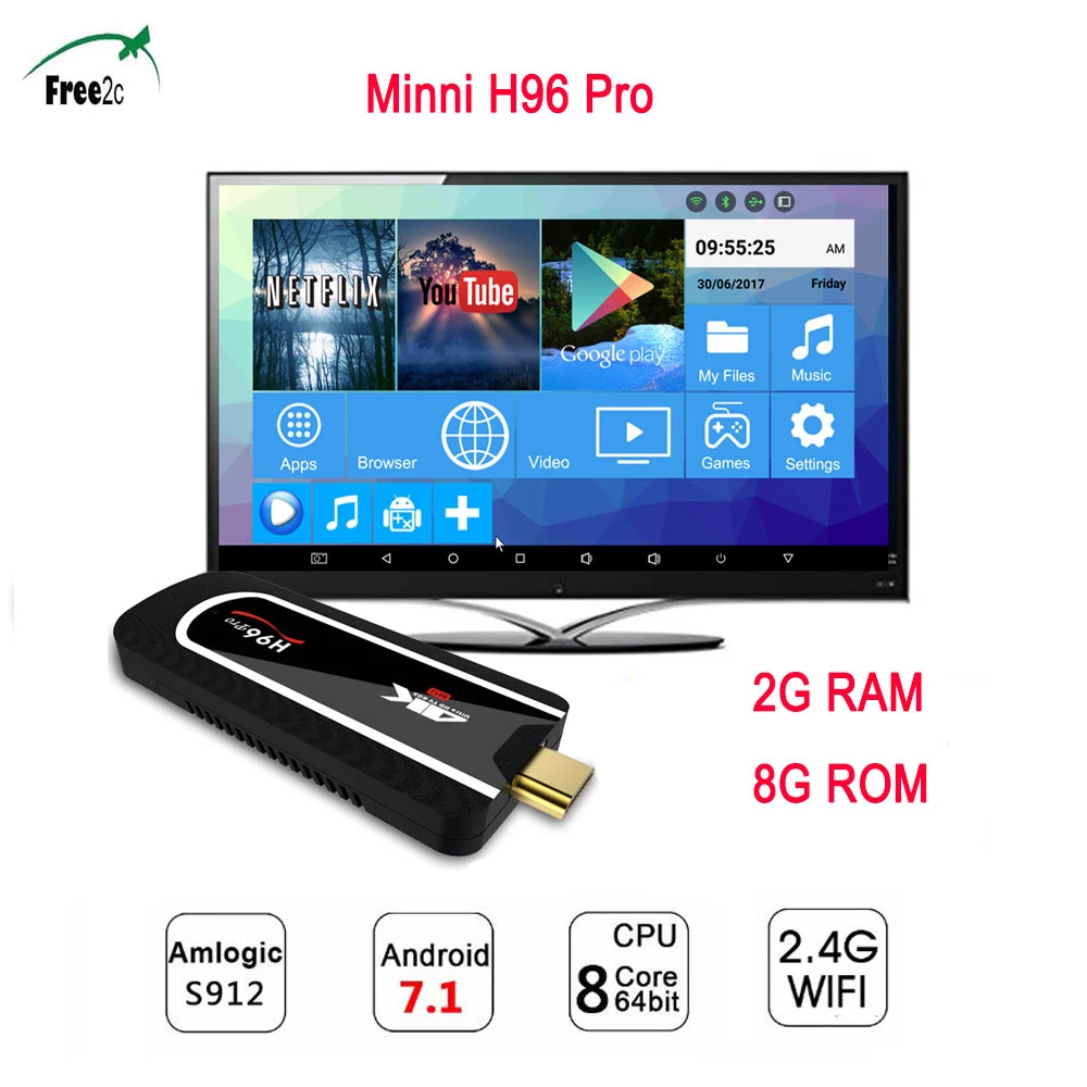 

H96 Pro Mini PC Android 7.1 TV dongle Amlogic S912 Octa Core 2G 8G/2G 16G H.265 WIFI 2.4G Full HD 1080P Media Player TV Stick
