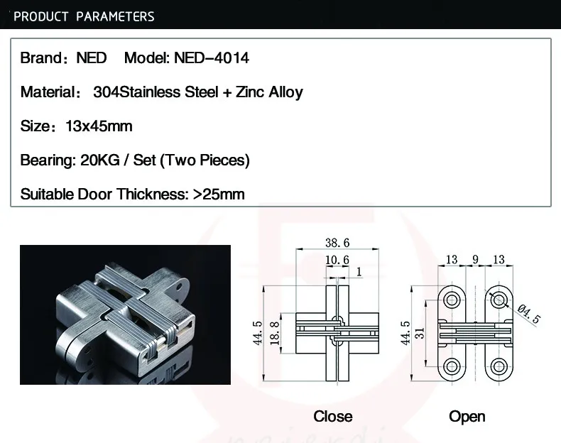 NAIERDI 304 Нержавеющая сталь Скрытая петли 13x45 мм невидимый скрытый перекрестный двери шарнирная опора для детей до 20 кг по самой низкой цене, с винтовым зажимом для складных дверей