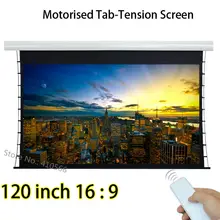 Durable Home Cinema Projection Screen 120 Inch 16:9 Tab Tension Projector Screens With Tubular Motor 12V Trigger