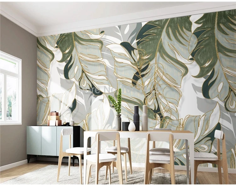 На заказ любой размер настенная бумага Современная 3D Ручная роспись тропические растения листья фото обои самоклеящиеся наклейки для гостиной