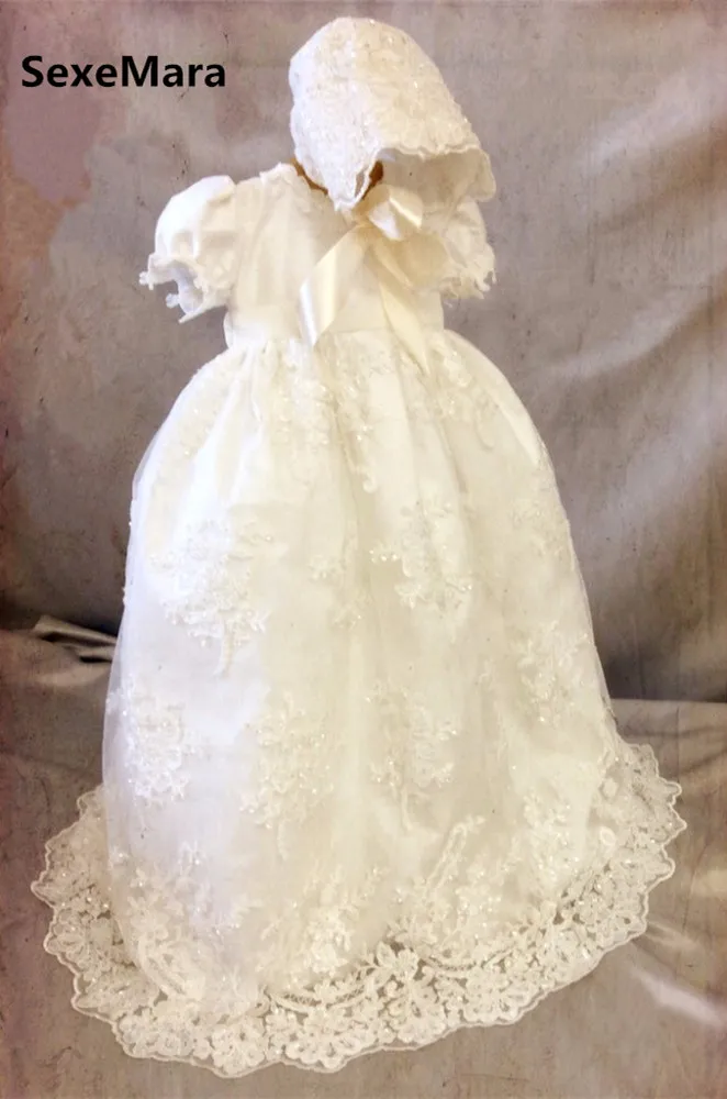 Baby Girls White Lace Vintage Style Christening//Baptism Bonnet Size 0-24 M