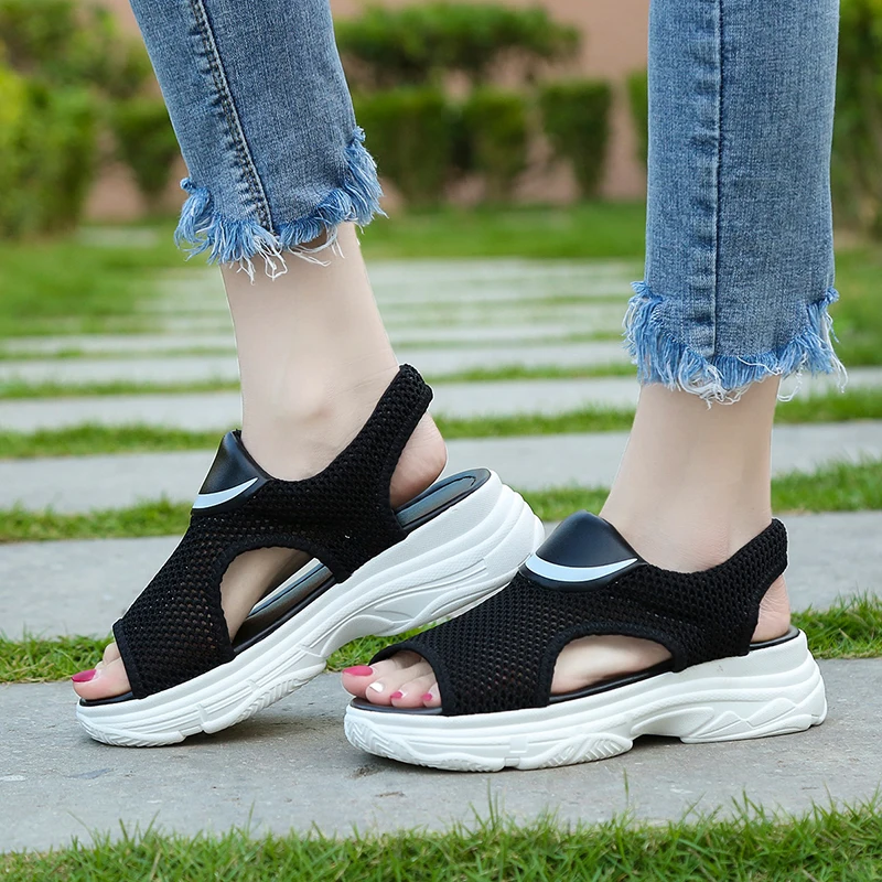 Summer Chunky Sandals Breathable Comfort Ladies Walking Shoes White Black Women Sandals for New Platform Sandals Shoes Zapatos Summer Chunky Sandals Breathable Comfort Ladies Walking Shoes White Black Women Sandals for New Platform Sandals Shoes Zapatos
