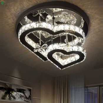 

Modern Lustre Crystal Dimmable Led Ceiling Lights Chrome Mirror Steel Bedroom Led Ceiling Lamp Living Room Ceiling Light Fixture