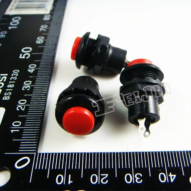 

DS-313 Button color Red 1A/250VAC OFF-ON 2Pin Non Self-locking Push Button Switch (Self reset switch) 100Pcs/lot