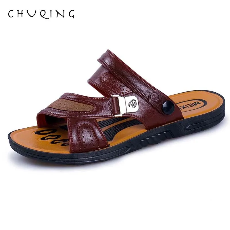 

CHUQING 2019 Outdoor Slippers Men Casual Beach Flip Flops Summer Slides Shoes Travelling Walking Slippers