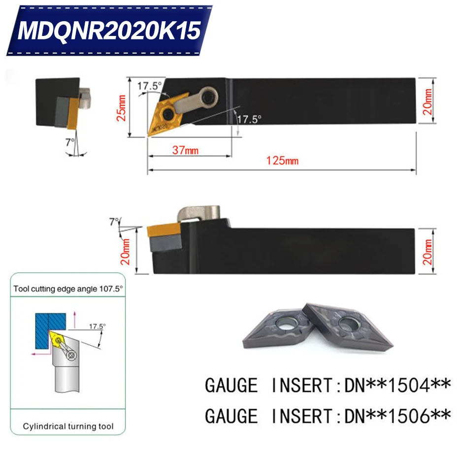 MDQNR2020K15 резец для наружной обточки градусов 107,5 держатель для DNMG110404 DNMG110408 используется на токарный станок с ЧПУ