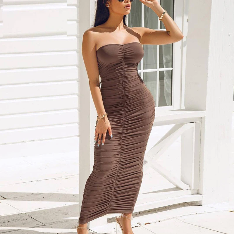Ruched strapless maxi dress Clearance