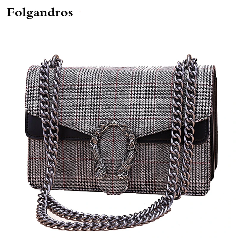 

Plaid Stripe Wool Big Brand Famous Design Luxury Bag Women Shoulder Messenger Bag Lady Chain Handbag Crossbody Bag Real Pictures