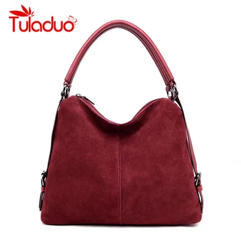 

Luxury Real Split Suede Bags For Women 2018 Vintage Nubuck Leather Bags Handbags Women Famous Brands Tote Messenger Shoulder Bag
