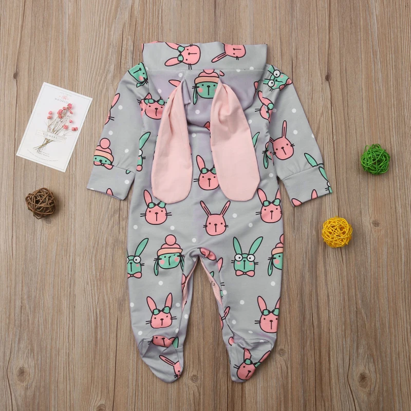 Комбинезон для новорожденных мальчиков и девочек с изображением животных кролика и медведя, осенняя одежда для детей от 0 до 18 месяцев