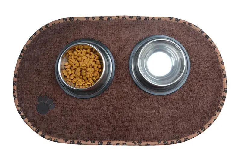 Sinland коврик из микрофибры для домашних животных, собак, кошек, коврик для еды с отпечатком лапы, дизайнерский коврик для домашних животных - Цвет: brown
