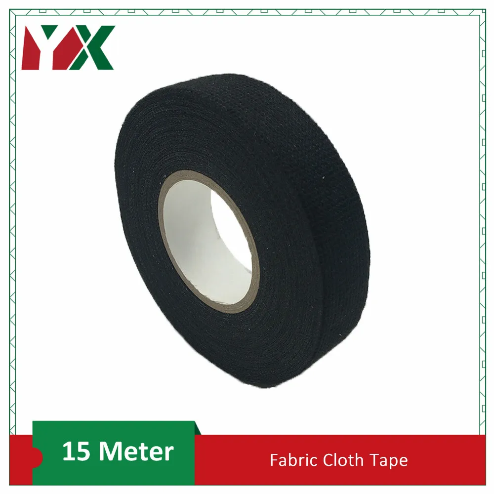 

YX 15M/Roll Universal Flannel Fabric Cloth Tape Automotive Wiring Harness Black Flannel Car Anti Rattle Self Adhesive Felt Tape