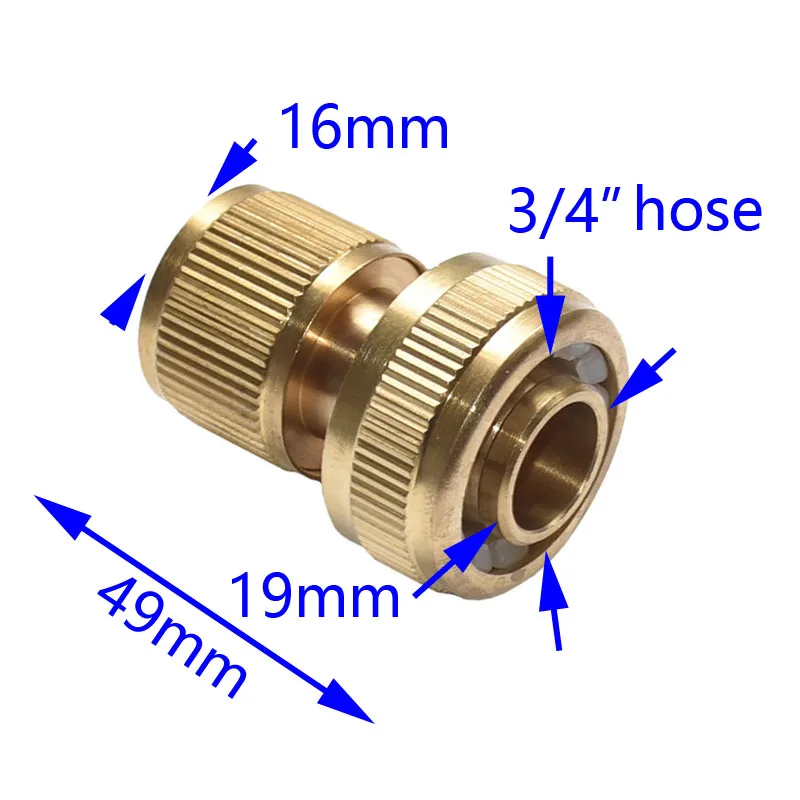 Садовый кран, латунный 3/4 шланг, быстрый соединитель для орошения сада 25 мм, коннектор для шланга, адаптер из чистой меди, 1 шт