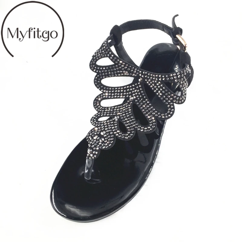 

Myfitgo Sandals 2019 Ankle-Strap Shoes Women Flat Sandals Crystal Band Summer Shoes Girl Flip Flops Big Size Bohemia Beach Shoes