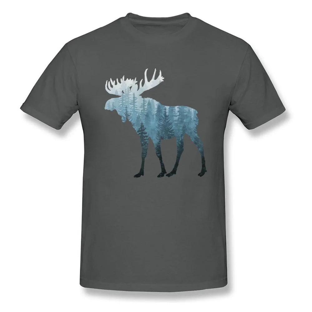 Geek Misty Forest Moose Tops Shirts for Men Designer Father Day Round Collar Cotton Short Sleeve T Shirt Summer Tee-Shirts Misty Forest Moose carbon