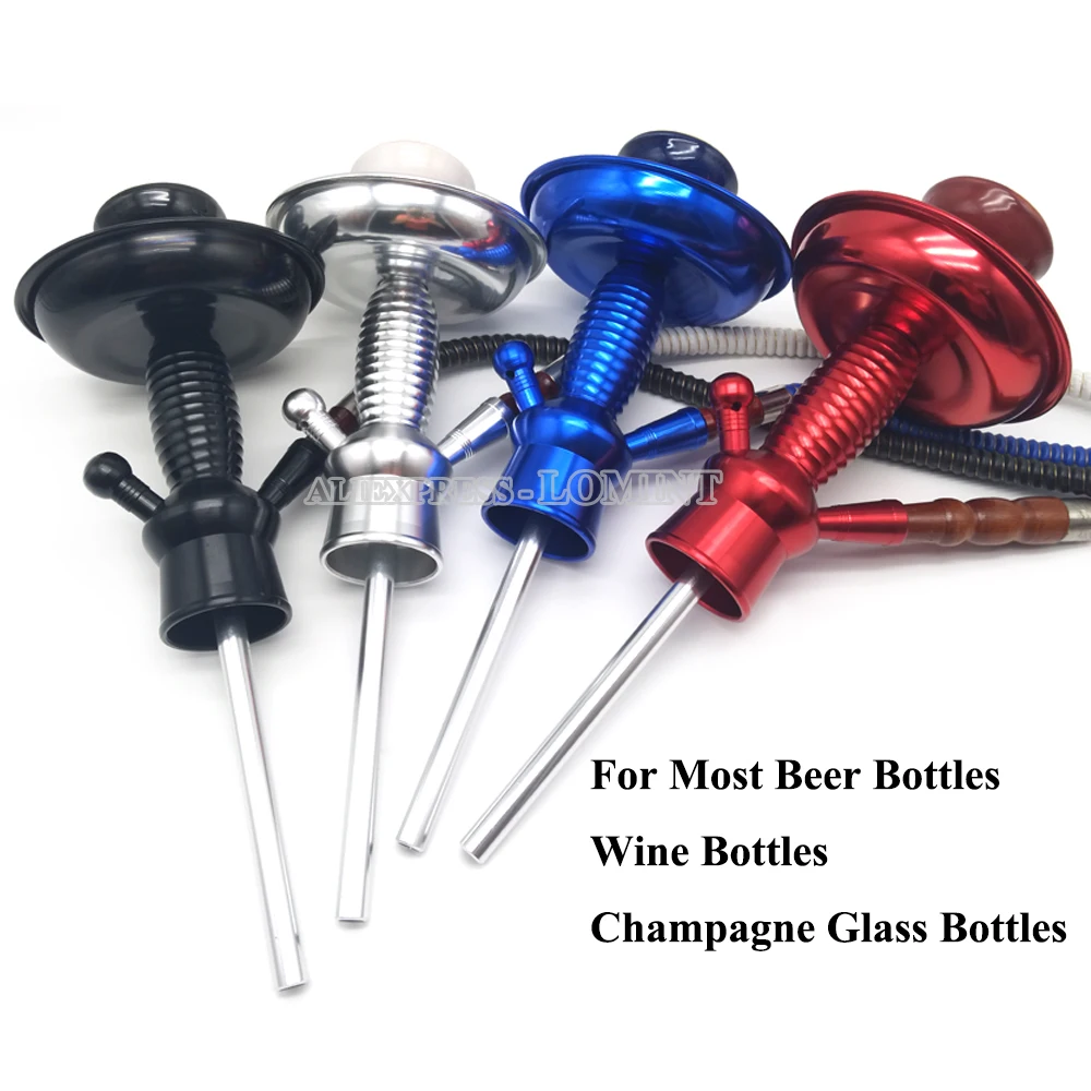 Best LOMINT Hookah Stem Aluminum Alloy shisha Water Pipe for Wine Champagne Beer Glass Bottle DIY Chicha Narguile Accessories
