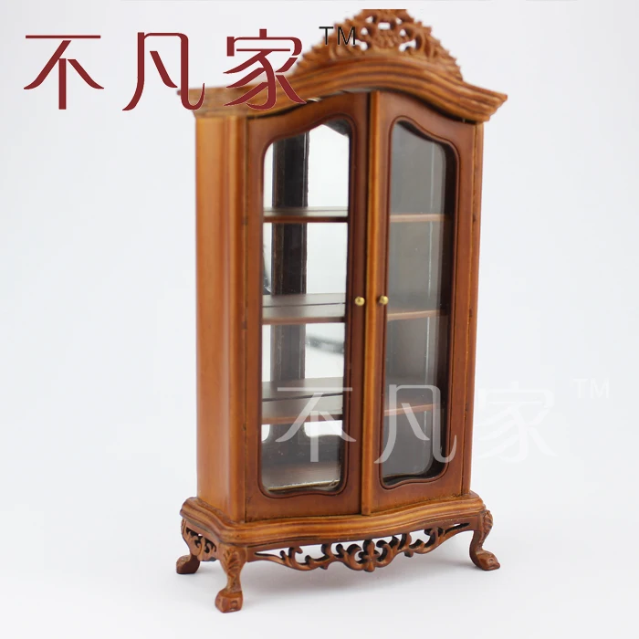 

Dollhouse 1/12 scale miniature furniture Excellent quality carving Glass cabint