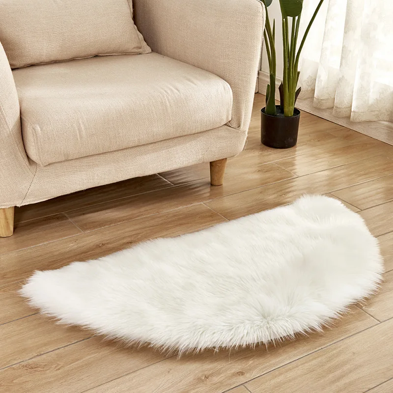 

Semicircular Soft Artificial Sheepskin Rug Chair Cover Bedroom Mat Artificial Wool Warm Hairy Carpet Seat Textil Fur Area Rugs