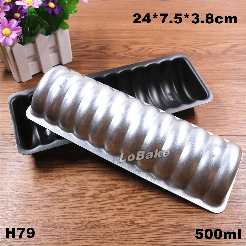 

(2pcs/lot) 500ml inside nonstick 24*7.5cm long half wheel shape aluminium bread mold jelly pudding mould cake molds DIY bakery