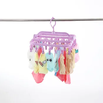

Creative Plastic Folding Drying Rack And Multi-Function Home Bath Outdoor Windproof Children's Underwear Socks Drying Rack