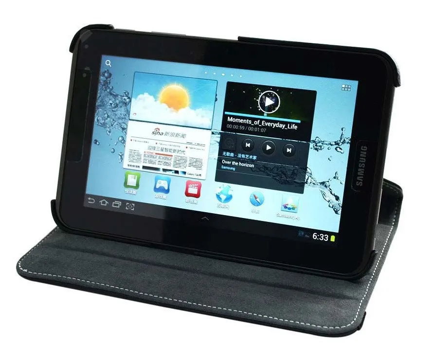 Вращающийся на 360 градусов Чехол книжка из искусственной кожи для Samsung Galaxy Tab 2 7