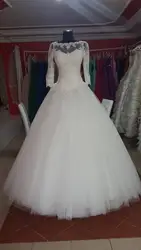 Лодка шеи романтические кружевные аппликации 2018 casamento три четверти свадебное платье de noiva для матери невесты платья