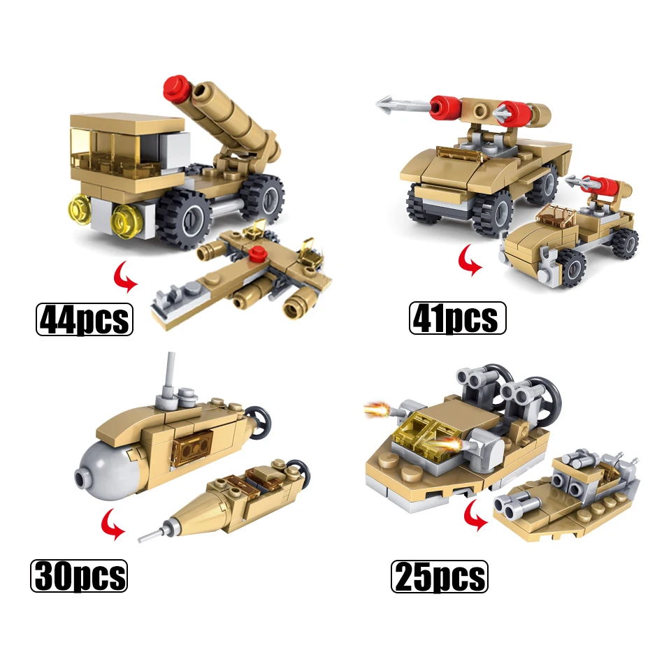 544Pcs 16 in 1 Army Tank Building Blocks Bricks Toy Military Vehicles Compatible Legoings Blocks Weapons Toys Gifts For Children